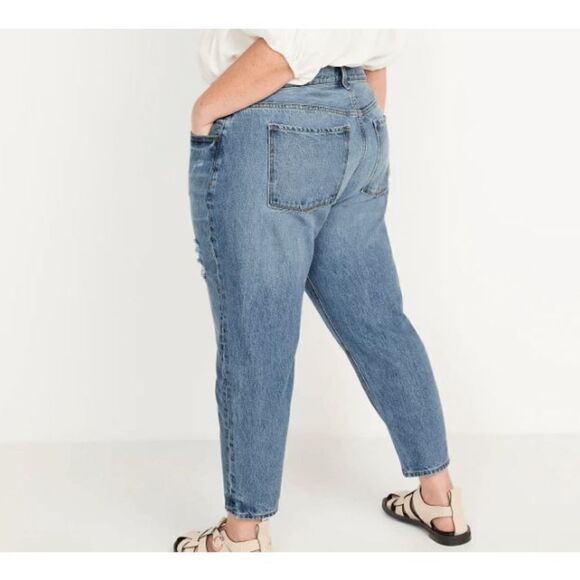 Old Navy Mid-Rise Button-Fly Slouchy Taper Non-Stretch Ankle Jeans size 18 - Picture 2 of 13